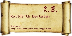 Kolláth Bertalan névjegykártya